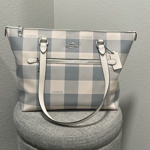 Coach Gallery Tote Buffalo Plaid Print Large Purse